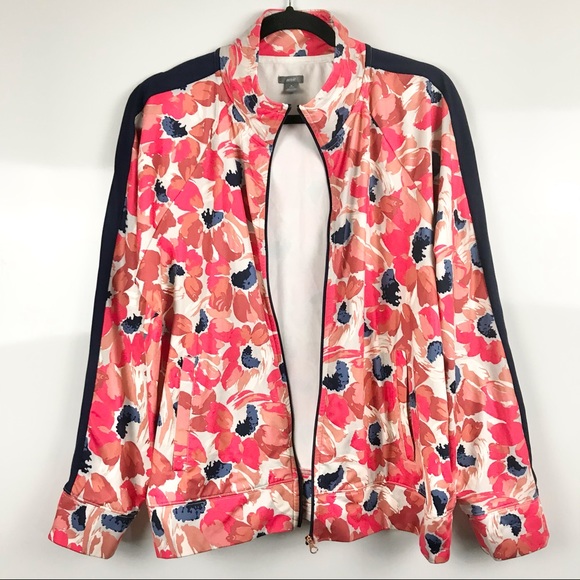 aerie Red Floral Print Track Workout Bomber Jacket - Picture 4 of 11